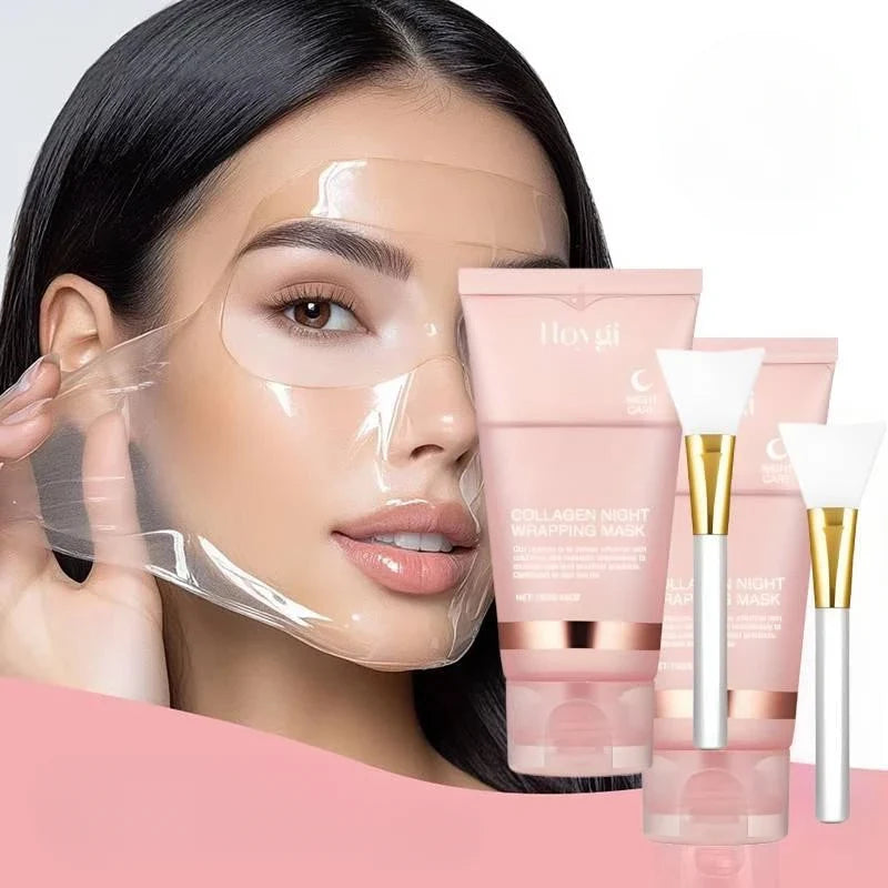 Mask Wrapping -Máscara Noturna de Colágeno Coreana Hidratante e Clareador com Pincel.