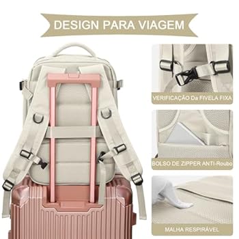 TravelDream - Mochila de Viagem Grande Feminina á Prova D'Água.
