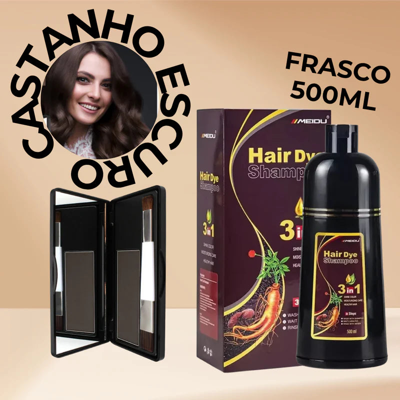 Kit coloração - Permanente + Temporário (Shampoo Tonalizante e Retocador de Raiz)