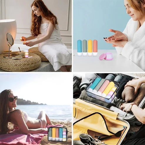 Kit Antivazamento - 4 Frascos de Silicone para Viagem – 90ML