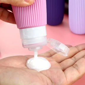 Kit Antivazamento - 4 Frascos de Silicone para Viagem – 90ML