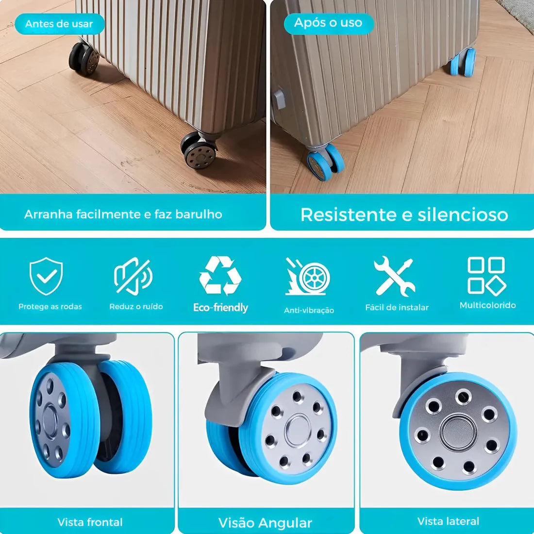 Kit Protetor de Rodinha 8 Peças – [PROTTEÇÃO & SILÊNCIO]